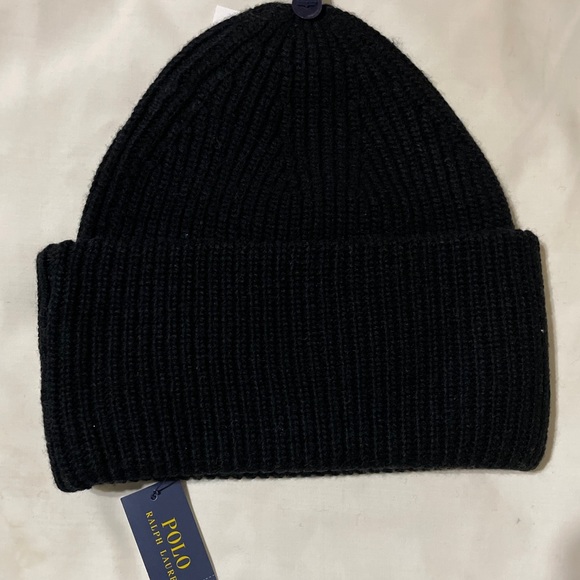 Polo Ralph Lauren Beanie Winter Cap Hi Tech Black RARE - Picture 5 of 5